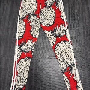adidas Red and Cream Pineapple Pattern Leggings